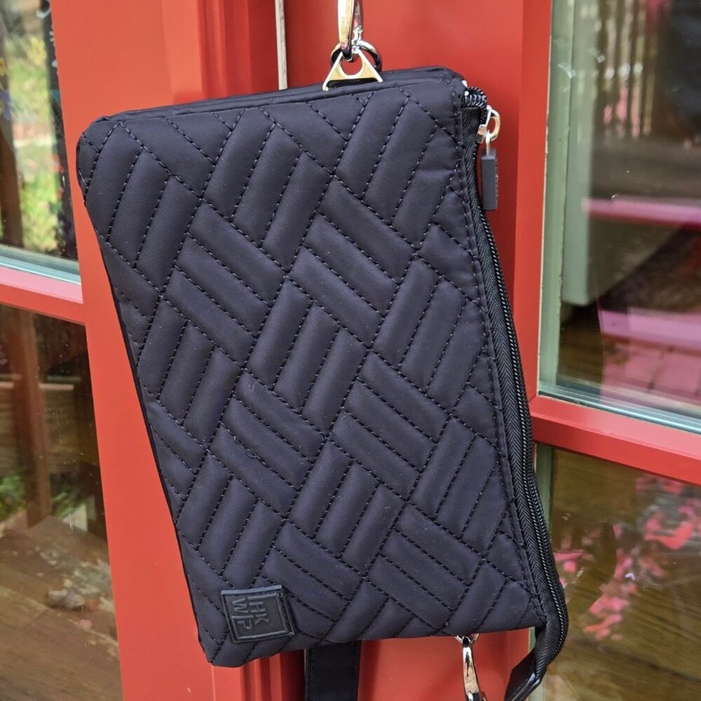 Triple Entry Quilted Crossbody with Wristlet Strap